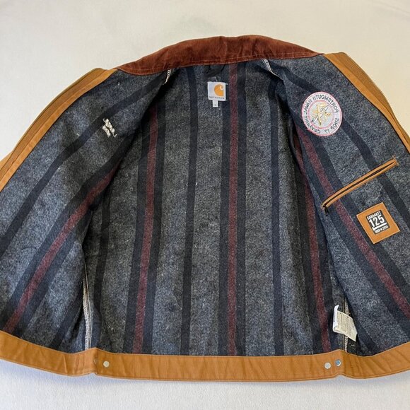 Carhartt Blanket Lined Detroit J001 Jacket Sz Large Shipyard Patch Union USA - Picture 5 of 16